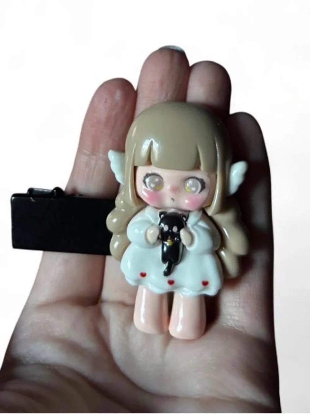 Cute Angel Girl Hair Clip with Black Cat